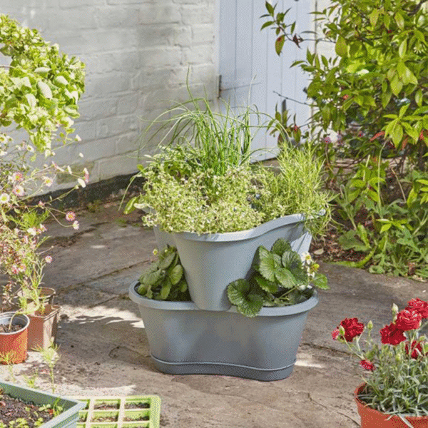 4 Stackable Planters Slate - Image 4