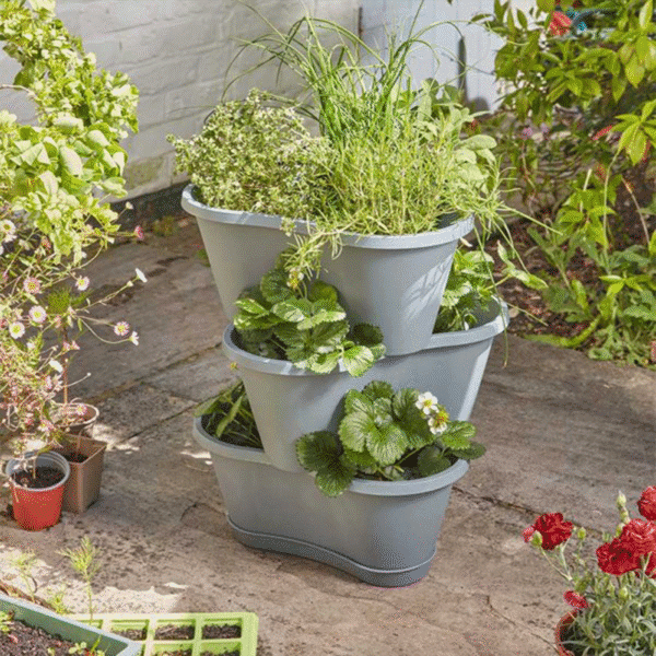 4 Stackable Planters Slate - Image 3