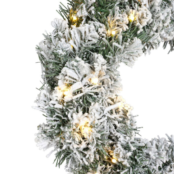 Kaemingk Imperial Snowy Green Wreath With Warm White LEDs - Image 3