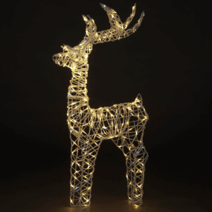 Snowtime 110cm White Rattan Reindeer W/W 250 LED's