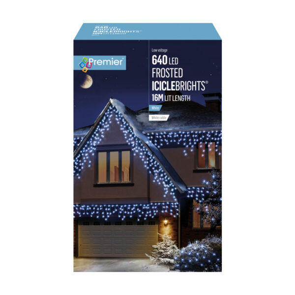 Premier Multi Action 640 LED Frosted Cap Icicles White