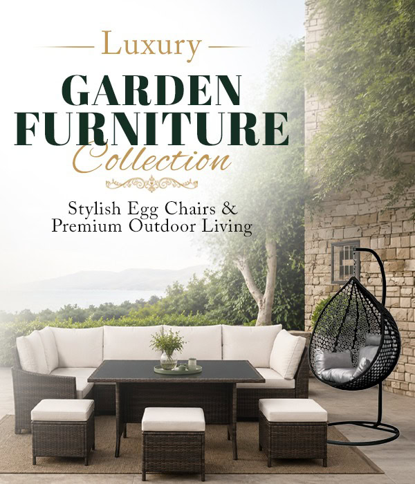 Stylish garden furniture collection including outdoor sofa, chairs, and table for elegant outdoor li.