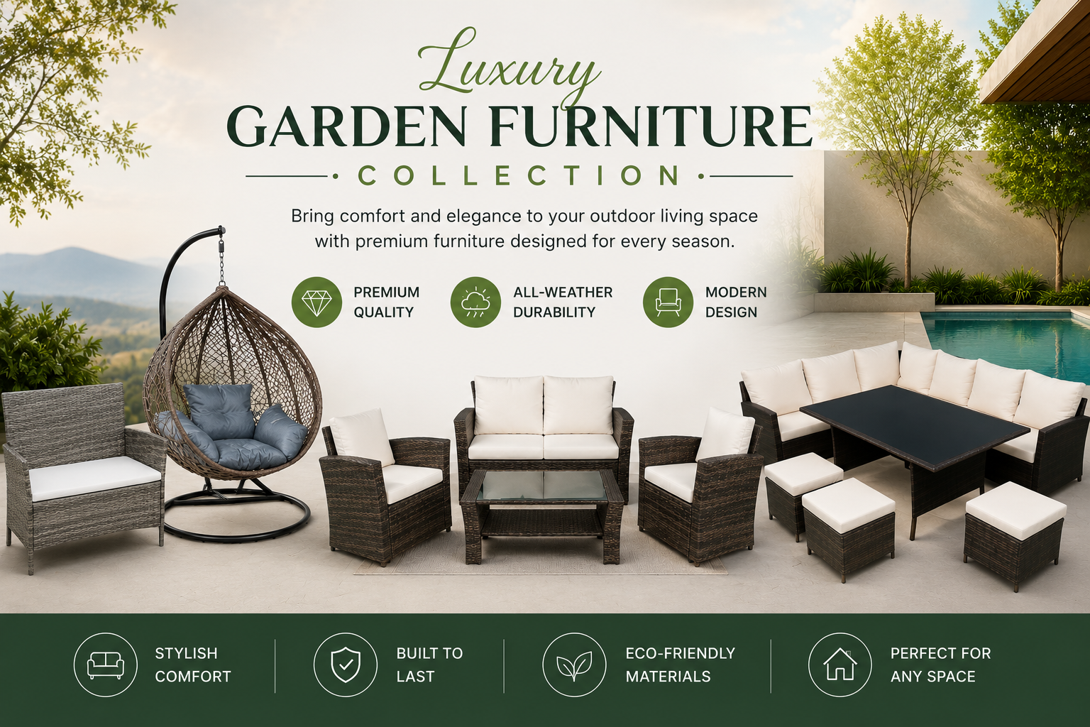 Elegant garden furniture set with modern design and premium quality materials.