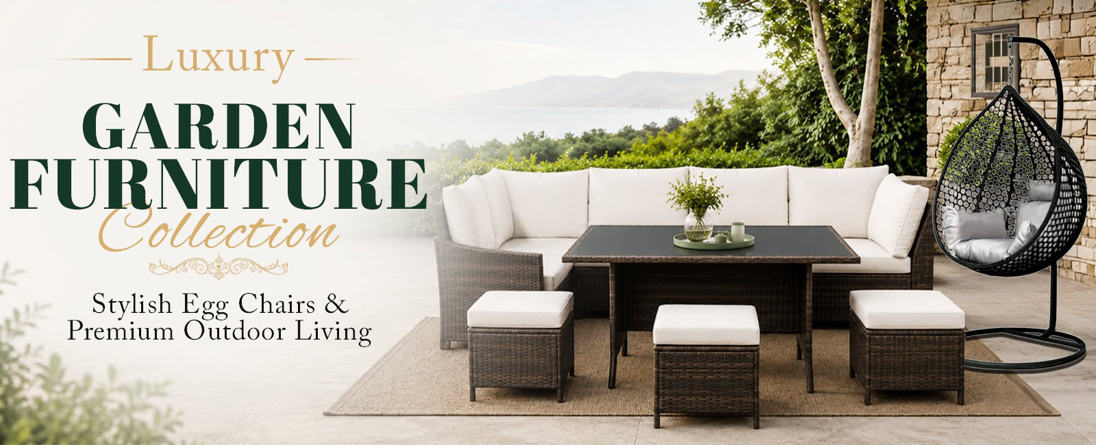 Luxury garden furniture for outdoor living and relaxation.